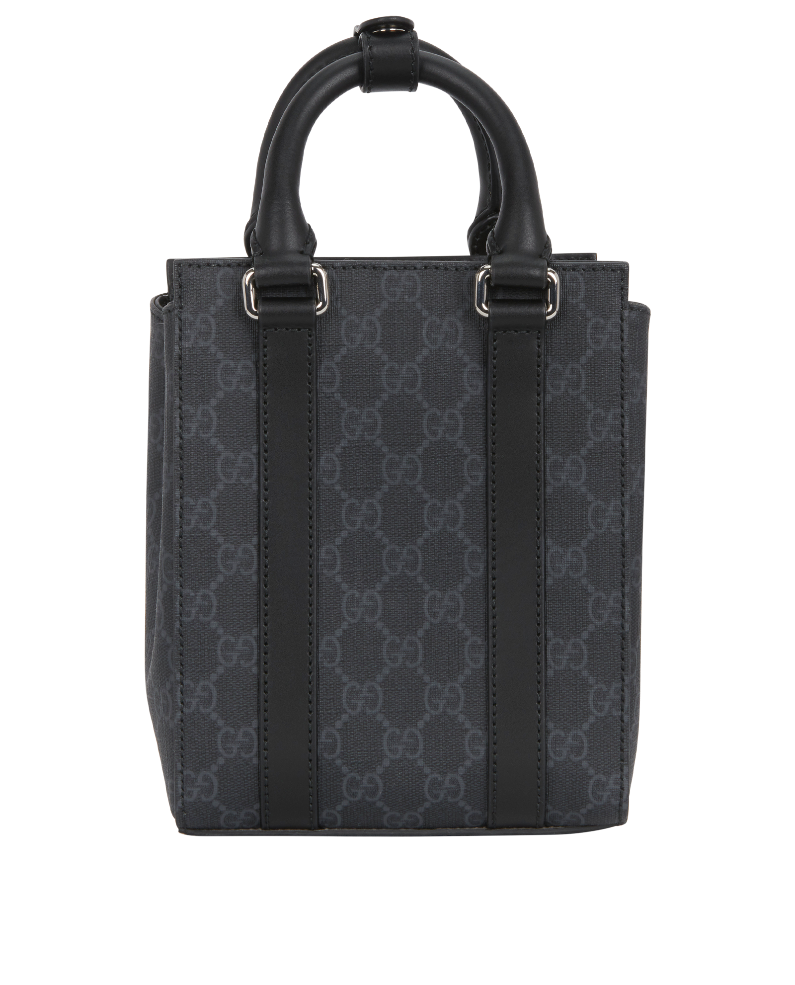 GG Mini Tote Bag, &pound;550, Handbags, Black, Coated Canvas/Leather, Back view